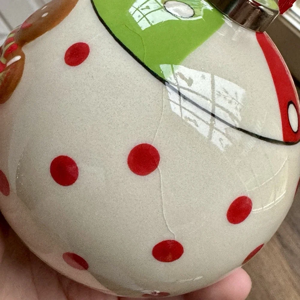 Gingerbread Man Ceramic Christmas Ornament Ball 4